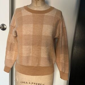 Madewell Checkered Cream and Tan Sweater